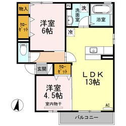 アクイーユ平成台（D)の物件間取画像